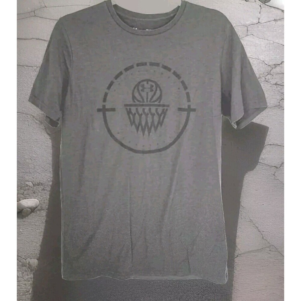 Under Armour Center Court HeatGear Mens Med M Gray Basketball Net Graphic Tshirt